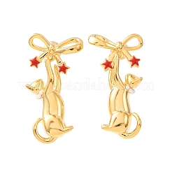 Серьги-гвоздики с подвесками в форме кошки&nbsp;EJEW-F401-02G