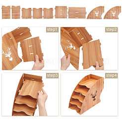 5 слот для сборки оленя деревянный настольный бумажный органайзер держатель для файлов&nbsp;ODIS-WH0026-28