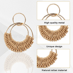 4 пара сережек-гвоздиков из ротанга в 4 стилях&nbsp;EJEW-SP0001-16D