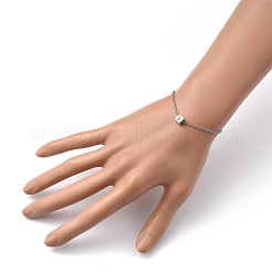 Браслеты с подвесками из латуни с прозрачным кубическим цирконием&nbsp;BJEW-JB05400-03