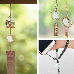 6 шт. 3-х цветные яркие глазурованные фарфоровые бусины ручной работы&nbsp;PORC-YW0001-32