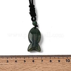 Подвеска в виде рыбы из натурального мохового агата&nbsp;NJEW-G185-01F