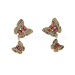 Серьги-гвоздики из сплава с бабочками и стразами&nbsp;FS-WGE670D-01
