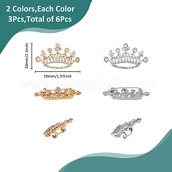 6 шт. брошь в виде короны из сплава с кристаллами и стразами 2 цветов&nbsp;JEWB-FH0001-67
