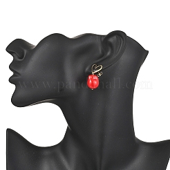 Серьги-гвоздики с подвесками из искусственного жемчуга в форме сердца&nbsp;EJEW-JE06672