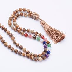 Ожерелья с натуральным рисунком из яшмы&nbsp;NJEW-P193-A02