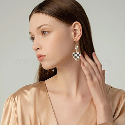 45 шт. 4 стиля подвески из сплава с эмалевым узором в клетку&nbsp;ENAM-AR0001-74