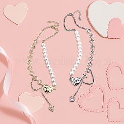 3 шт. 3-х цветные ожерелья с подвеской в форме сердца из сплава&nbsp;NJEW-HY0001-15