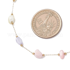 Ожерелья из натуральных ракушек и цепочек из окрашенных самородков и нержавеющей стали 304&nbsp;NJEW-JN05449