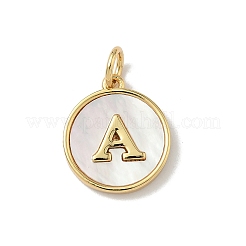 Латунная подвеска в форме натуральной ракушки с гладкими круглыми бусинами в форме букв A~Z&nbsp;KK-Z115-13G