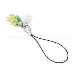 Окрашенный синтетический бирюзовый черепаха подвеска мобильный ремешок&nbsp;HJEW-JM03343