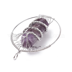 Большие подвески из натуральных аметистов&nbsp;G-F702-02P-B