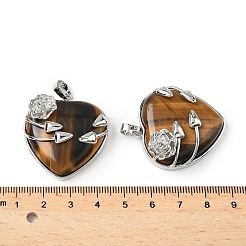 Подвески в форме сердца из натурального тигрового глаза&nbsp;G-S391-01P-F