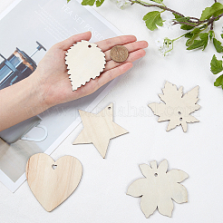 Неокрашенные деревянные большие кулоны&nbsp;WOOD-GF0001-50