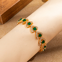 Винтажные латунные браслеты-цепочки с микропаве из прозрачных кубических цирконий в форме сердца для женщин&nbsp;DG2724