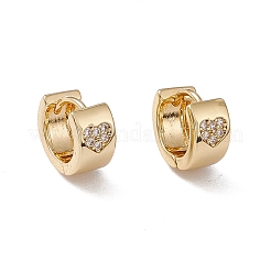 Толстые серьги-кольца с прозрачным кубическим цирконием и узором в виде сердца&nbsp;EJEW-F294-10C-G