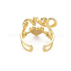 Кольцо-манжета в форме сердца из прозрачного кубического циркония&nbsp;RJEW-N035-085-NF