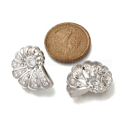 Серьги-гвоздики в форме ракушки из латуни с микропаве из прозрачного кубического циркония&nbsp;EJEW-H143-27P