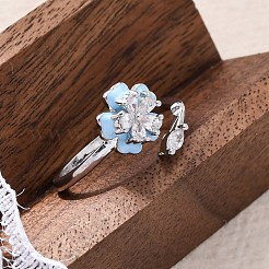 Латунные кольца-манжеты с микропаве и прозрачным цирконием для женщин&nbsp;LS-RJEW-C118-09P