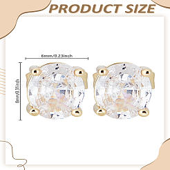 1 пара серег-гвоздиков из латуни с микропаве из прозрачных кубических цирконий&nbsp;EJEW-LP0008-013G