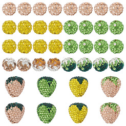 64 шт. бусины из полимерной глины ручной работы со стразами&nbsp;CLAY-BT0001-15