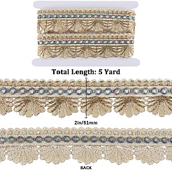 5 ярд веерообразная кружевная лента из полиэстеровой органзы в этническом стиле&nbsp;OCOR-CY0001-18