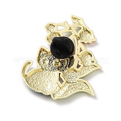 Эмалированные значки с изображением черной кошки и цветка&nbsp;JEWB-Z048-09G-04
