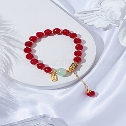 1шт. браслеты из круглых бусин натурального красного агата&nbsp;BJEW-LP0002-28