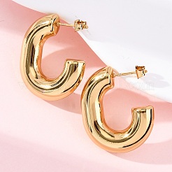 Серьги-гвоздики из нержавеющей стали 304 в форме буквы С&nbsp;LS-EJEW-A125-11G