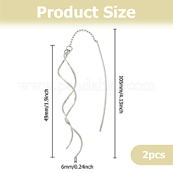 1 пара сережек-гвоздиков в форме волны из стерлингового серебра&nbsp;EJEW-HS0001-32P