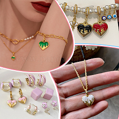 9 шт. эмалевые подвески в форме сердца из нержавеющей стали 304&nbsp;PALLOY-PH01919