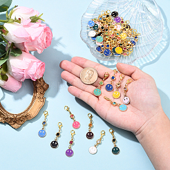 48 шт. 12 стиля подвески из сплава с эмалью в виде камня-талисмана и улыбающегося лица&nbsp;HJEW-YW00169