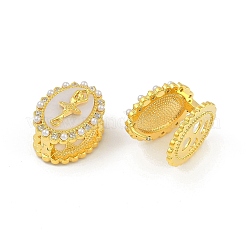 Овальные серьги-кольца с изображением девушки-балерины из латуни с микропаве из прозрачных кубических цирконий для женщин&nbsp;EJEW-Q391-36G