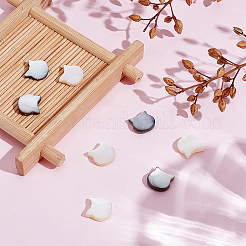 8 шт. 2 вида бусин из натуральной белой ракушки и натуральной черной ракушки-губы&nbsp;SSHEL-HY0001-03