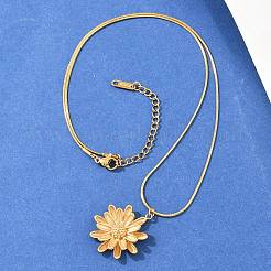 Женские ожерелья-змейки с подвеской-цветком из нержавеющей стали 304&nbsp;NJEW-G188-02G