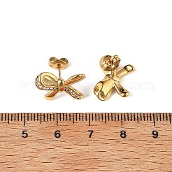 Серьги-гвоздики из нержавеющей стали 304 с микропаве из прозрачных кубических цирконий&nbsp;EJEW-I318-01G-03