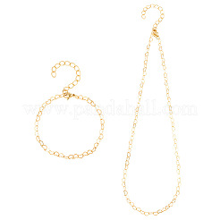 Латунный браслет-цепочка в форме сердца и ожерелье с карабинами из нержавеющей стали 304&nbsp;SJEW-TA0001-03