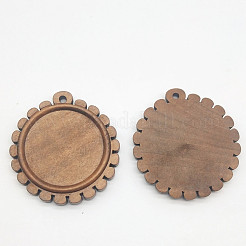 Деревянная подвеска кабошон настройки&nbsp;WOOD-WH0034-89D