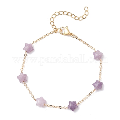 Браслеты из бусин натурального лепидолита BJEW-JB12851-02-1