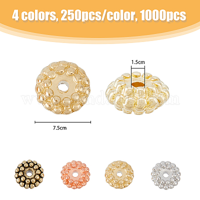1000 шт. 4-цветные гальванизированные пластиковые бусины-разделители CCB&nbsp;FIND-HY0001-93-1