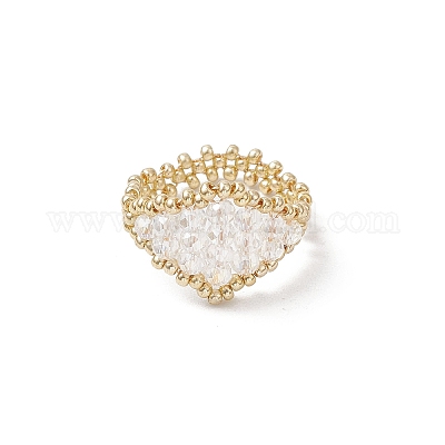 Стеклянные кольца для пальцев&nbsp;RJEW-MZ00030-05-1