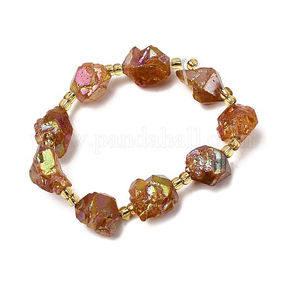 Гальванизированные нити из необработанных натуральных аметистов&nbsp;G-Z131-J02-05-1