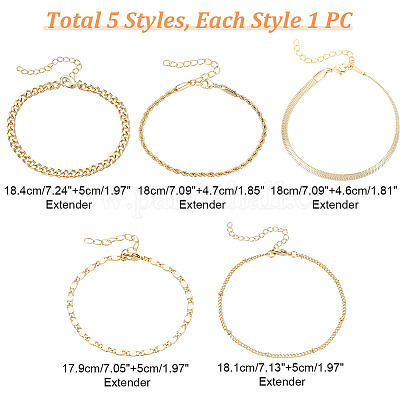 Набор браслетов из латунной цепи&nbsp;SJEW-GA0001-03-1