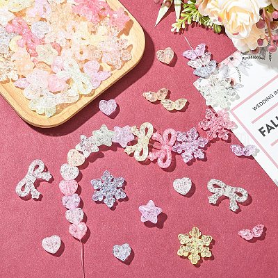 180 шт. 6 вида прозрачных акриловых бусин с эффектом кракле&nbsp;OACR-YW0004-30-1