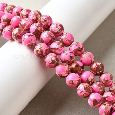 Нити окрашенных бусин из натурального магнезита&nbsp;G-L617-D01-8mm-06-1