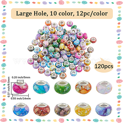 120шт 10 цвета непрозрачной смолы европейские бусины RPDL-LT0001-01-1