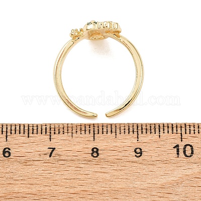 Регулируемые латунные кольца-манжеты с микропаве из кубического циркония для женщин&nbsp;LS-RJEW-B138-02G-1