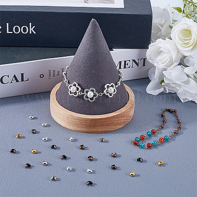 600 шт. 6-х цветные латунные крышки для обжимных бусин&nbsp;KK-SP0002-33-1