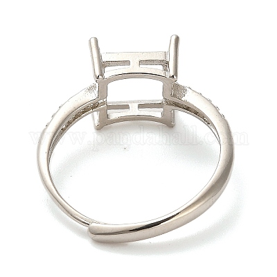 Квадратные латунные микропаве прозрачные кубические цирконии регулируемые кольца компоненты&nbsp;LS-KK-NH0001-20P-1