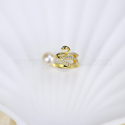 Кольца-манжеты из натурального пресноводного жемчуга с прозрачным кубическим цирконием WGACE42-15-1